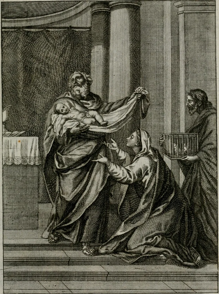 An illustration from Ichnographia emblematica triplicis ad Deum Tri-unum mysticae viae, purgativae, illuminativae, unitivae : splendoribus sanctorum, virtutibus eorum, divinisque charismatibus illustrata, in quinque partes divisa ..., 1779, leaf 182