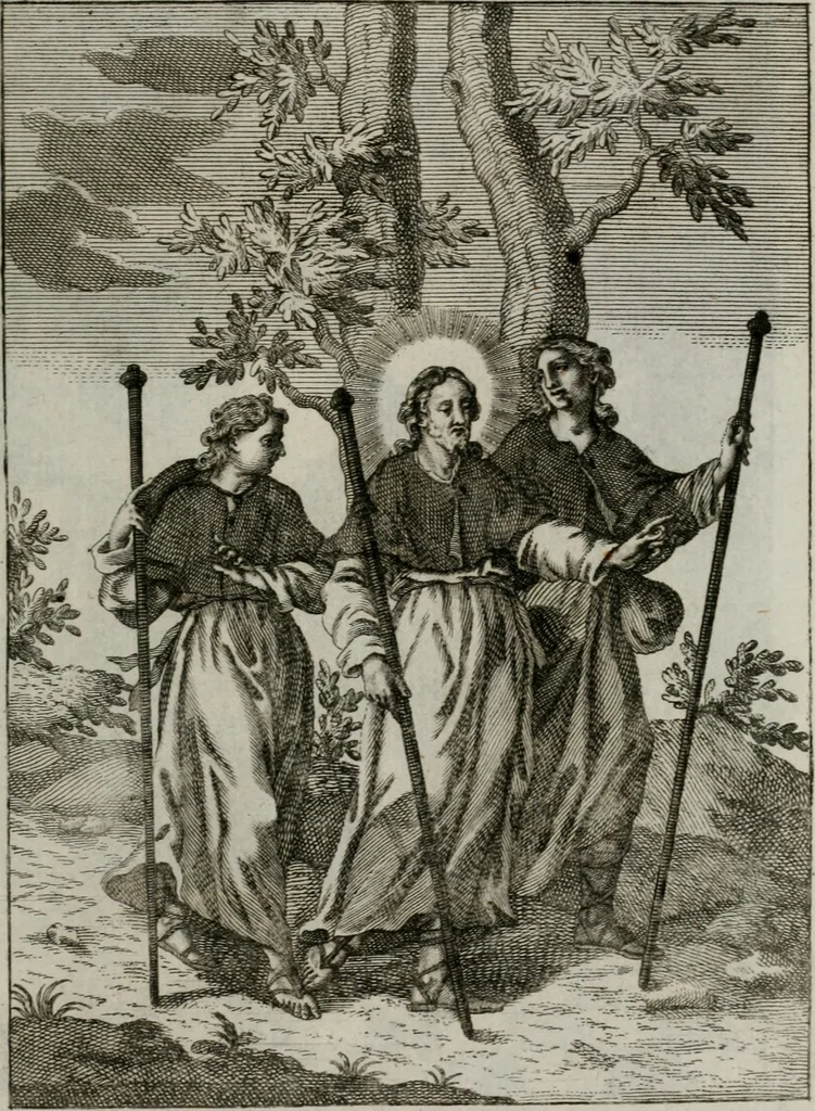 An illustration from Ichnographia emblematica triplicis ad Deum Tri-unum mysticae viae, purgativae, illuminativae, unitivae : splendoribus sanctorum, virtutibus eorum, divinisque charismatibus illustrata, in quinque partes divisa ..., 1779, leaf 196