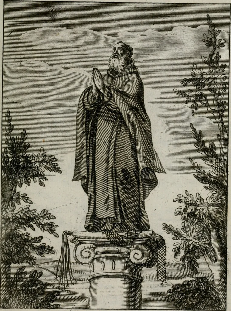 An illustration from Ichnographia emblematica triplicis ad Deum Tri-unum mysticae viae, purgativae, illuminativae, unitivae : splendoribus sanctorum, virtutibus eorum, divinisque charismatibus illustrata, in quinque partes divisa ..., 1779, leaf 26
