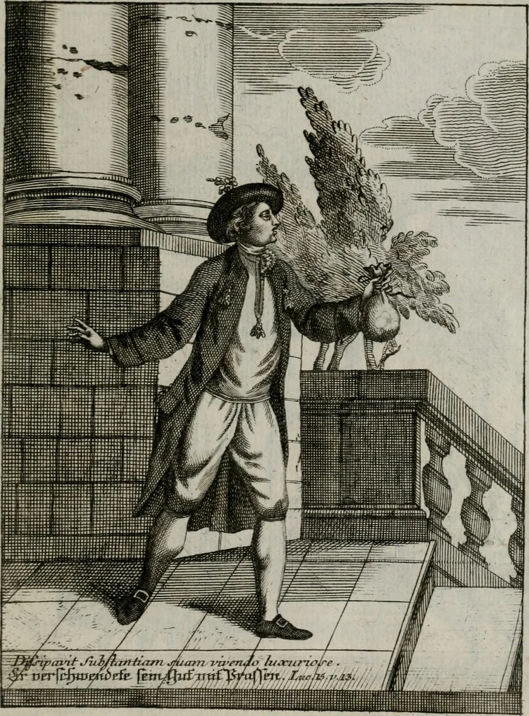 An illustration from Ichnographia emblematica triplicis ad Deum Tri-unum mysticae viae, purgativae, illuminativae, unitivae : splendoribus sanctorum, virtutibus eorum, divinisque charismatibus illustrata, in quinque partes divisa ..., 1779, leaf 30