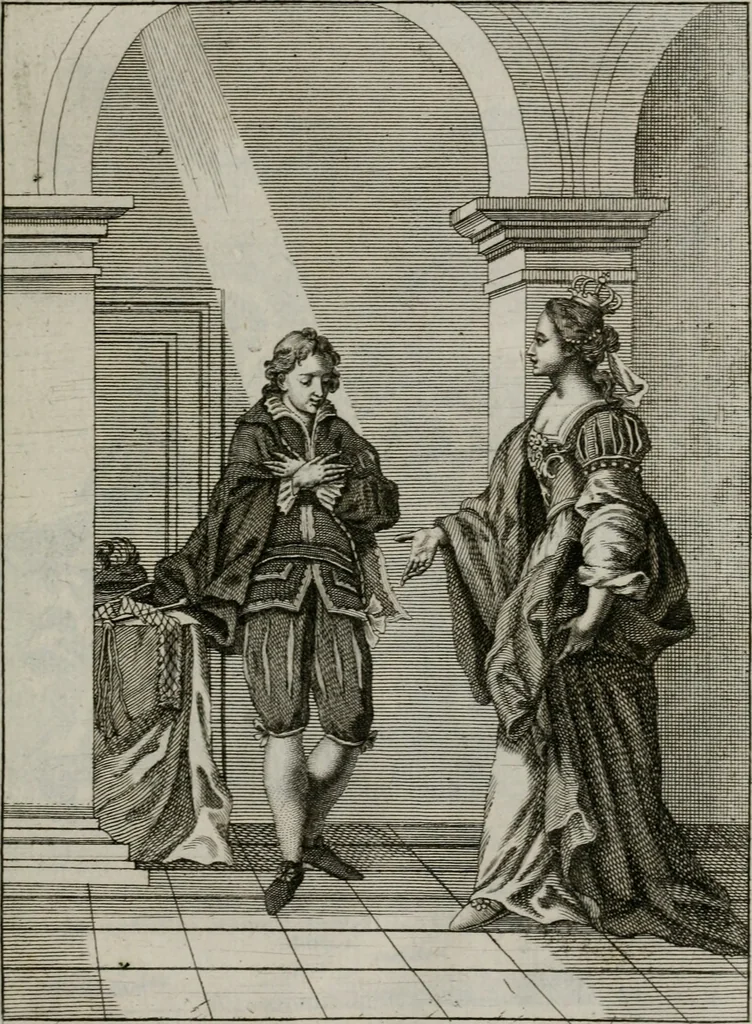 An illustration from Ichnographia emblematica triplicis ad Deum Tri-unum mysticae viae, purgativae, illuminativae, unitivae : splendoribus sanctorum, virtutibus eorum, divinisque charismatibus illustrata, in quinque partes divisa ..., 1779, leaf 46