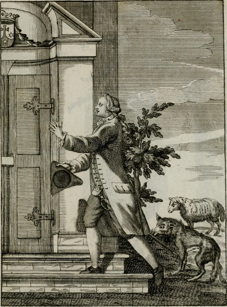 An illustration from Ichnographia emblematica triplicis ad Deum Tri-unum mysticae viae, purgativae, illuminativae, unitivae : splendoribus sanctorum, virtutibus eorum, divinisque charismatibus illustrata, in quinque partes divisa ..., 1779, leaf 62