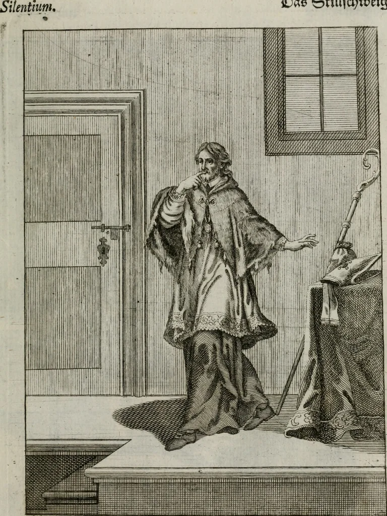 An illustration from Ichnographia emblematica triplicis ad Deum Tri-unum mysticae viae, purgativae, illuminativae, unitivae : splendoribus sanctorum, virtutibus eorum, divinisque charismatibus illustrata, in quinque partes divisa ..., 1779, leaf 82