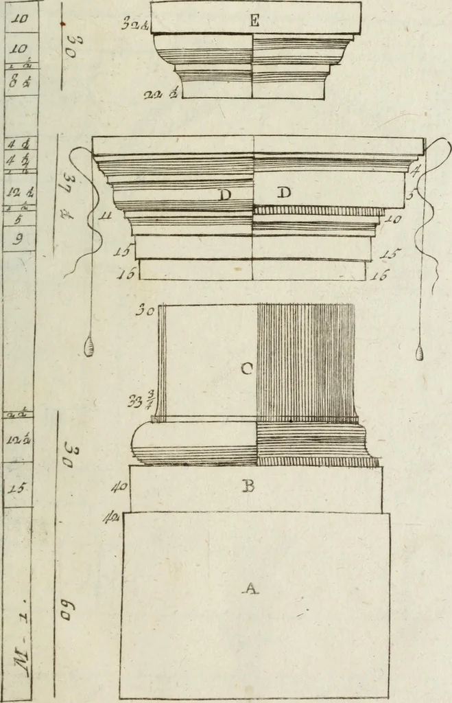 An illustration from I cinque ordini di architettura di Andrea Palladio : esposti per un' esatta istruzione di chi ama e coltiva questa bella utilissima arte, 1800, leaf 44