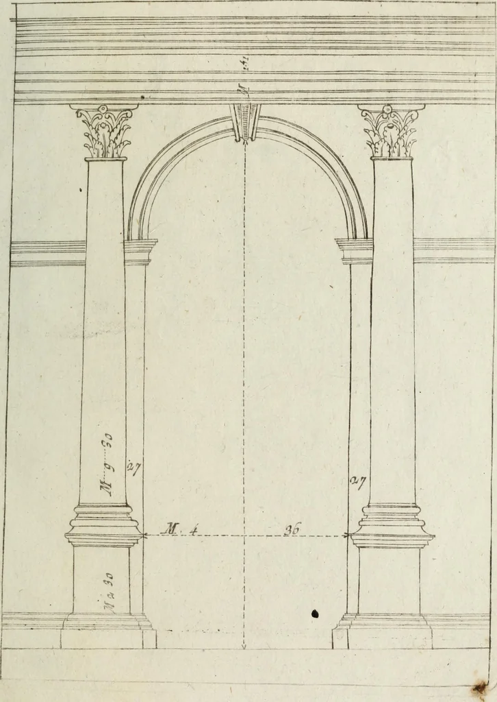An illustration from I cinque ordini di architettura di Andrea Palladio : esposti per un' esatta istruzione di chi ama e coltiva questa bella utilissima arte, 1800, leaf 74