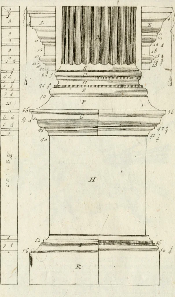 An illustration from I cinque ordini di architettura di Andrea Palladio : esposti per un' esatta istruzione di chi ama e coltiva questa bella utilissima arte, 1800, leaf 39
