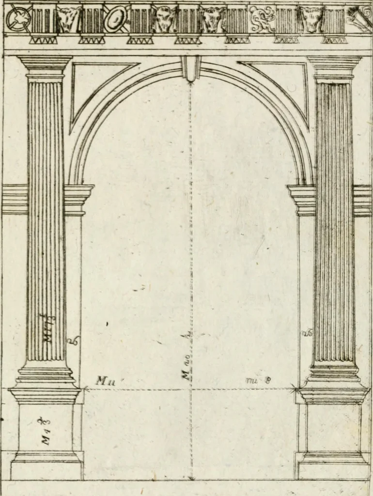 An illustration from I cinque ordini di architettura di Andrea Palladio : esposti per un' esatta istruzione di chi ama e coltiva questa bella utilissima arte, 1800, leaf 42
