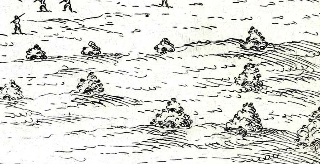 An illustration from I commentari di C. Givlio Cesare : con le figvre in rame de gli alloggiamenti, de' fatti d'arme, delle circonuallationi delle città, & di molte altre cose notabili descritte in essi, 1598, leaf 103