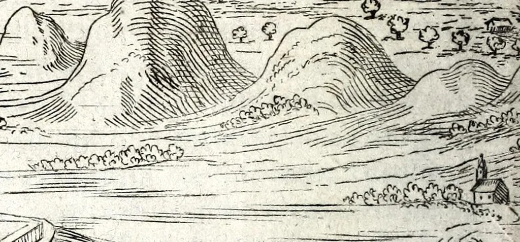 An illustration from I commentari di C. Givlio Cesare : con le figvre in rame de gli alloggiamenti, de' fatti d'arme, delle circonuallationi delle città, & di molte altre cose notabili descritte in essi, 1598, leaf 474