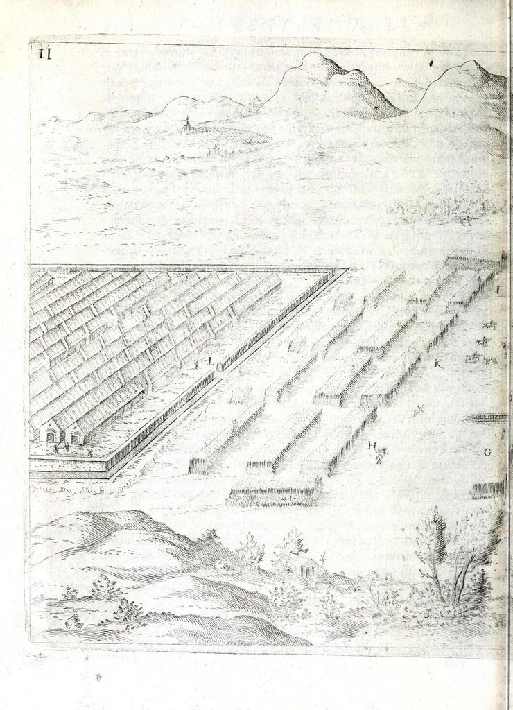 An illustration from I commentari di C. Givlio Cesare : con le figvre in rame de gli alloggiamenti, de' fatti d'arme, delle circonuallationi delle città, & di molte altre cose notabili descritte in essi, 1598, leaf 510