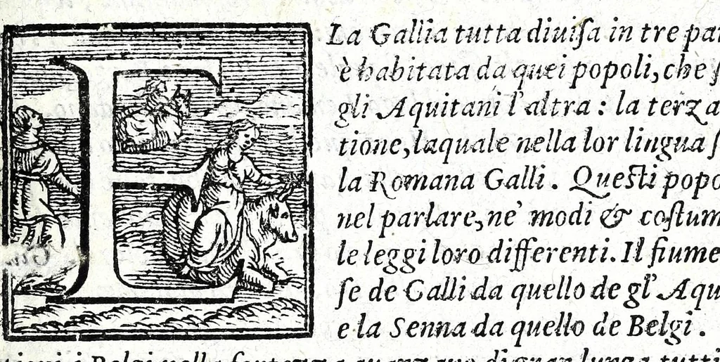 An illustration from I commentari di C. Givlio Cesare : con le figvre in rame de gli alloggiamenti, de' fatti d'arme, delle circonuallationi delle città, & di molte altre cose notabili descritte in essi, 1598, leaf 57