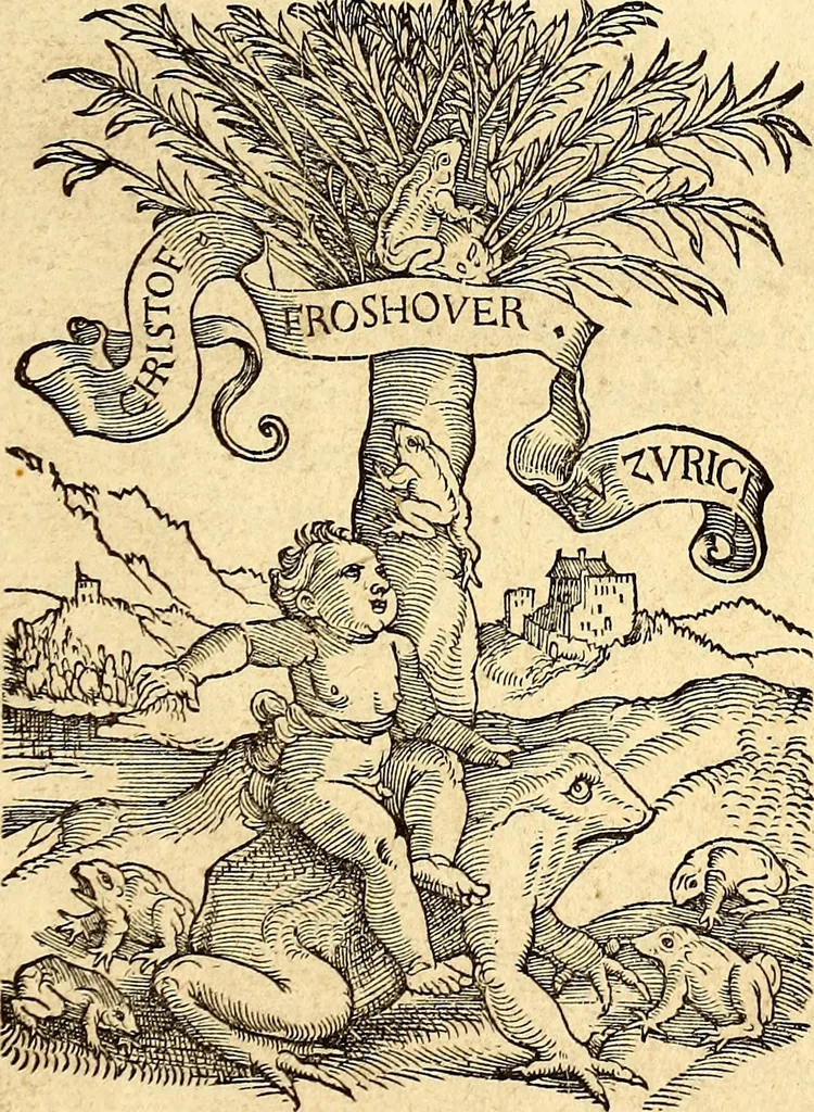 An illustration from Icones animalium quadrupedum uiuiparorum et ouiparorum : quae in Historiae animalium Conradi Gesneri libro I. et II. describuntur, cum nomenclaturis singulorum latinis, graecis, italicis, gallicis, et germanicis plerunque, et aliarum quoque linguarum, certis ordinibus digestae, 1560, leaf 10