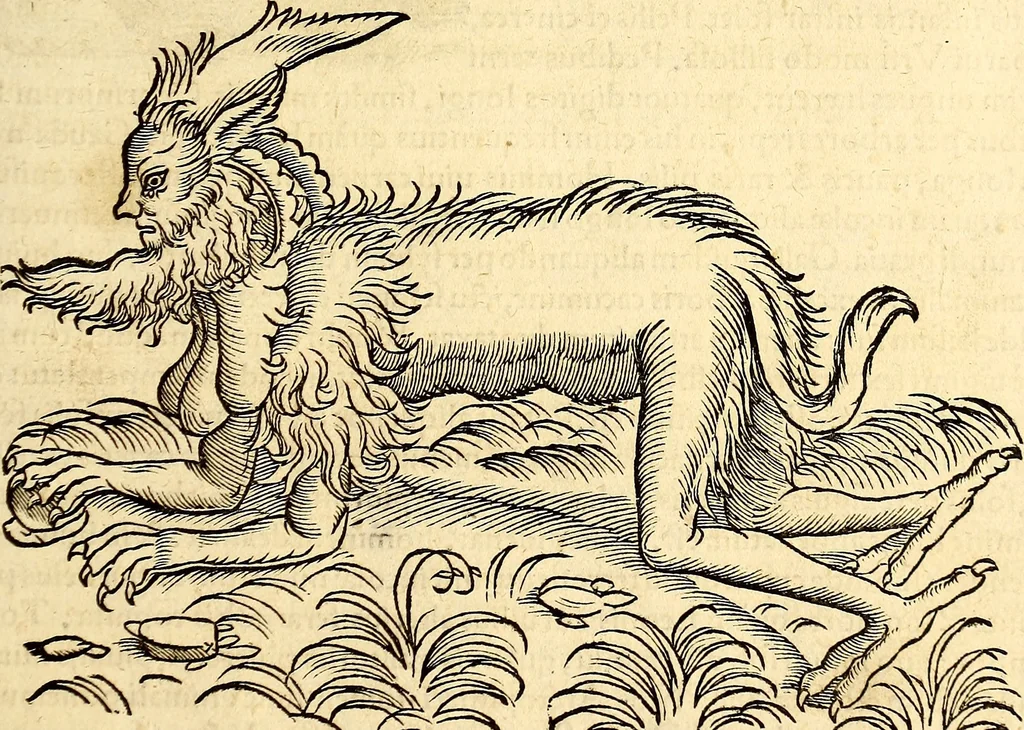 An illustration from Icones animalium quadrupedum uiuiparorum et ouiparorum : quae in Historiae animalium Conradi Gesneri libro I. et II. describuntur, cum nomenclaturis singulorum latinis, graecis, italicis, gallicis, et germanicis plerunque, et aliarum quoque linguarum, certis ordinibus digestae, 1560, leaf 104