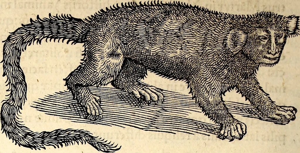 An illustration from Icones animalium quadrupedum uiuiparorum et ouiparorum : quae in Historiae animalium Conradi Gesneri libro I. et II. describuntur, cum nomenclaturis singulorum latinis, graecis, italicis, gallicis, et germanicis plerunque, et aliarum quoque linguarum, certis ordinibus digestae, 1560, leaf 105