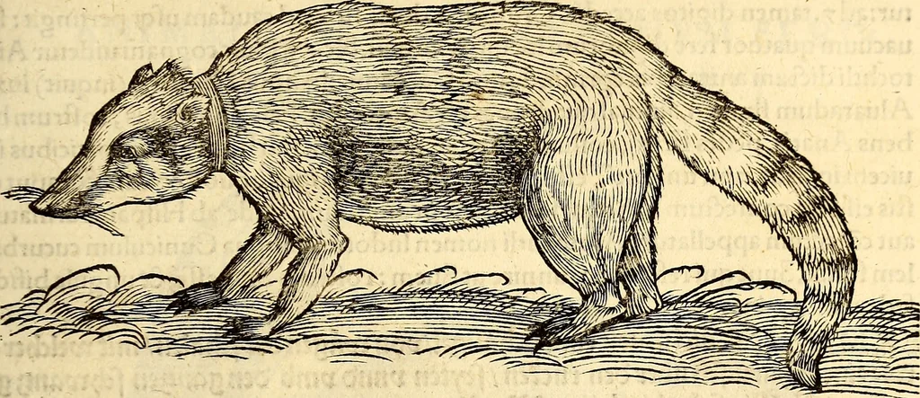 An illustration from Icones animalium quadrupedum uiuiparorum et ouiparorum : quae in Historiae animalium Conradi Gesneri libro I. et II. describuntur, cum nomenclaturis singulorum latinis, graecis, italicis, gallicis, et germanicis plerunque, et aliarum quoque linguarum, certis ordinibus digestae, 1560, leaf 112