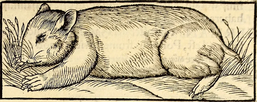 An illustration from Icones animalium quadrupedum uiuiparorum et ouiparorum : quae in Historiae animalium Conradi Gesneri libro I. et II. describuntur, cum nomenclaturis singulorum latinis, graecis, italicis, gallicis, et germanicis plerunque, et aliarum quoque linguarum, certis ordinibus digestae, 1560, leaf 122