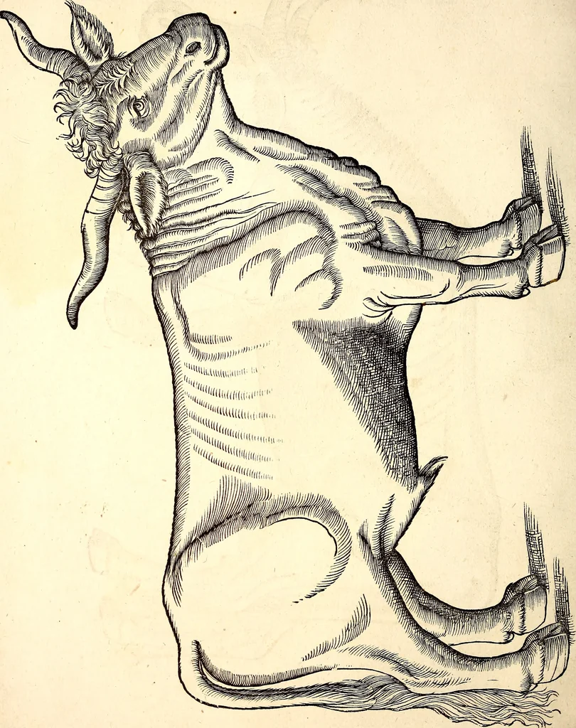 An illustration from Icones animalium quadrupedum uiuiparorum et ouiparorum : quae in Historiae animalium Conradi Gesneri libro I. et II. describuntur, cum nomenclaturis singulorum latinis, graecis, italicis, gallicis, et germanicis plerunque, et aliarum quoque linguarum, certis ordinibus digestae, 1560, leaf 21