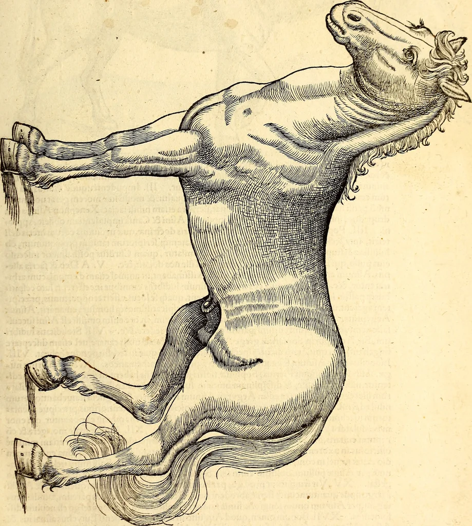 An illustration from Icones animalium quadrupedum uiuiparorum et ouiparorum : quae in Historiae animalium Conradi Gesneri libro I. et II. describuntur, cum nomenclaturis singulorum latinis, graecis, italicis, gallicis, et germanicis plerunque, et aliarum quoque linguarum, certis ordinibus digestae, 1560, leaf 28
