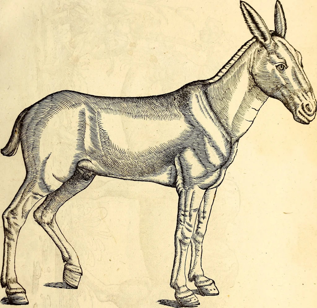 An illustration from Icones animalium quadrupedum uiuiparorum et ouiparorum : quae in Historiae animalium Conradi Gesneri libro I. et II. describuntur, cum nomenclaturis singulorum latinis, graecis, italicis, gallicis, et germanicis plerunque, et aliarum quoque linguarum, certis ordinibus digestae, 1560, leaf 30