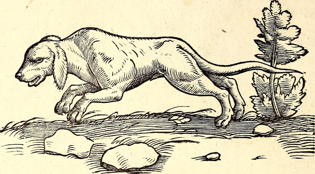 An illustration from Icones animalium quadrupedum uiuiparorum et ouiparorum : quae in Historiae animalium Conradi Gesneri libro I. et II. describuntur, cum nomenclaturis singulorum latinis, graecis, italicis, gallicis, et germanicis plerunque, et aliarum quoque linguarum, certis ordinibus digestae, 1560, leaf 35