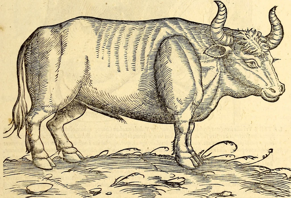 An illustration from Icones animalium quadrupedum uiuiparorum et ouiparorum : quae in Historiae animalium Conradi Gesneri libro I. et II. describuntur, cum nomenclaturis singulorum latinis, graecis, italicis, gallicis, et germanicis plerunque, et aliarum quoque linguarum, certis ordinibus digestae, 1560, leaf 38