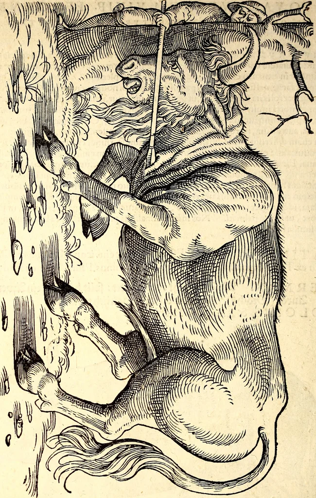 An illustration from Icones animalium quadrupedum uiuiparorum et ouiparorum : quae in Historiae animalium Conradi Gesneri libro I. et II. describuntur, cum nomenclaturis singulorum latinis, graecis, italicis, gallicis, et germanicis plerunque, et aliarum quoque linguarum, certis ordinibus digestae, 1560, leaf 39