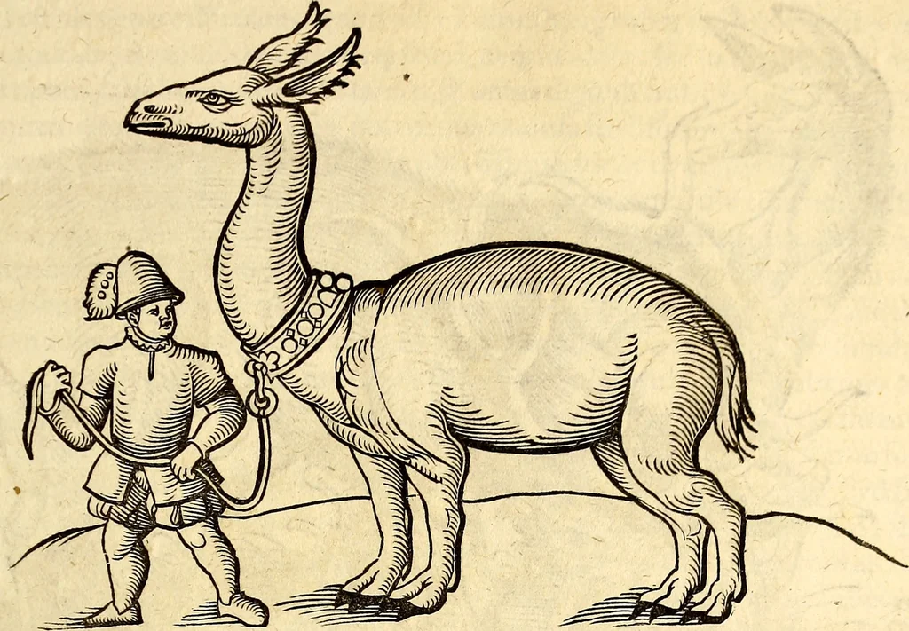 An illustration from Icones animalium quadrupedum uiuiparorum et ouiparorum : quae in Historiae animalium Conradi Gesneri libro I. et II. describuntur, cum nomenclaturis singulorum latinis, graecis, italicis, gallicis, et germanicis plerunque, et aliarum quoque linguarum, certis ordinibus digestae, 1560, leaf 52