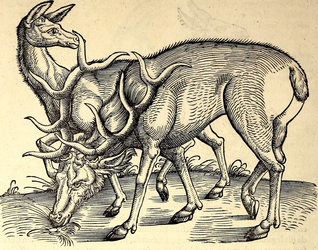 An illustration from Icones animalium quadrupedum uiuiparorum et ouiparorum : quae in Historiae animalium Conradi Gesneri libro I. et II. describuntur, cum nomenclaturis singulorum latinis, graecis, italicis, gallicis, et germanicis plerunque, et aliarum quoque linguarum, certis ordinibus digestae, 1560, leaf 53