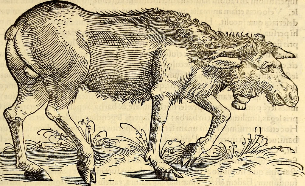 An illustration from Icones animalium quadrupedum uiuiparorum et ouiparorum : quae in Historiae animalium Conradi Gesneri libro I. et II. describuntur, cum nomenclaturis singulorum latinis, graecis, italicis, gallicis, et germanicis plerunque, et aliarum quoque linguarum, certis ordinibus digestae, 1560, leaf 62