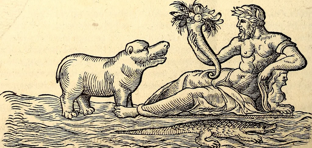 An illustration from Icones animalium quadrupedum uiuiparorum et ouiparorum : quae in Historiae animalium Conradi Gesneri libro I. et II. describuntur, cum nomenclaturis singulorum latinis, graecis, italicis, gallicis, et germanicis plerunque, et aliarum quoque linguarum, certis ordinibus digestae, 1560, leaf 675