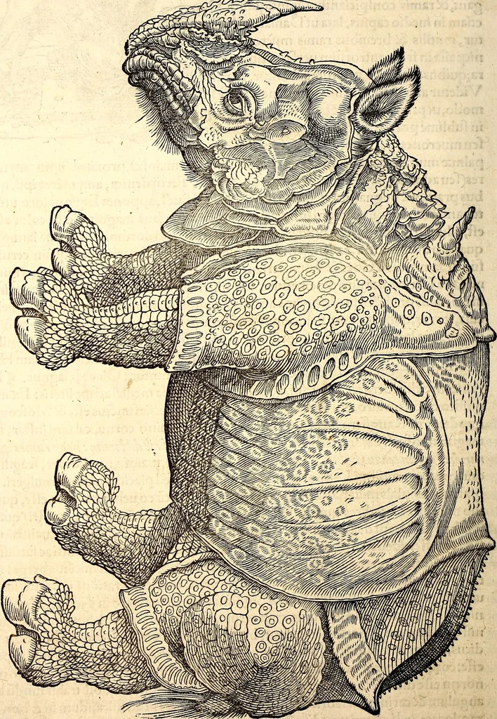 An illustration from Icones animalium quadrupedum uiuiparorum et ouiparorum : quae in Historiae animalium Conradi Gesneri libro I. et II. describuntur, cum nomenclaturis singulorum latinis, graecis, italicis, gallicis, et germanicis plerunque, et aliarum quoque linguarum, certis ordinibus digestae, 1560, leaf 69