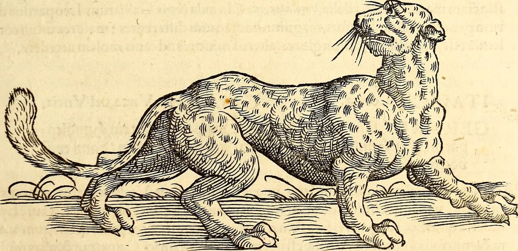 An illustration from Icones animalium quadrupedum uiuiparorum et ouiparorum : quae in Historiae animalium Conradi Gesneri libro I. et II. describuntur, cum nomenclaturis singulorum latinis, graecis, italicis, gallicis, et germanicis plerunque, et aliarum quoque linguarum, certis ordinibus digestae, 1560, leaf 76
