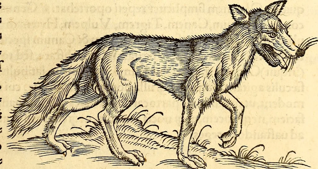 An illustration from Icones animalium quadrupedum uiuiparorum et ouiparorum : quae in Historiae animalium Conradi Gesneri libro I. et II. describuntur, cum nomenclaturis singulorum latinis, graecis, italicis, gallicis, et germanicis plerunque, et aliarum quoque linguarum, certis ordinibus digestae, 1560, leaf 88