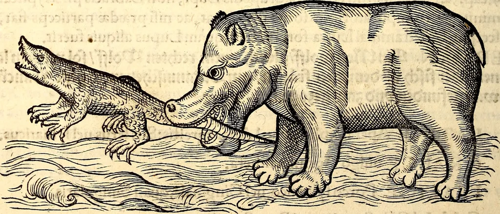 An illustration from Icones animalium quadrupedum uiuiparorum et ouiparorum : quae in Historiae animalium Conradi Gesneri libro I. et II. describuntur, cum nomenclaturis singulorum latinis, graecis, italicis, gallicis, et germanicis plerunque, et aliarum quoque linguarum, certis ordinibus digestae, 1560, leaf 91