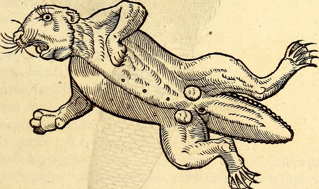 An illustration from Icones animalium quadrupedum uiuiparorum et ouiparorum : quae in Historiae animalium Conradi Gesneri libro I. et II. describuntur, cum nomenclaturis singulorum latinis, graecis, italicis, gallicis, et germanicis plerunque, et aliarum quoque linguarum, certis ordinibus digestae, 1560, leaf 92
