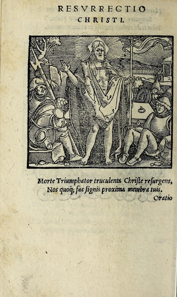 An illustration from Icones catecheseos et virtvtvm ac uitiorum illustratae numeris Iohannis Hofferi cobergensis : item. Historia passionis domini nostri Iesu Christi effigiata, 1558, leaf 32