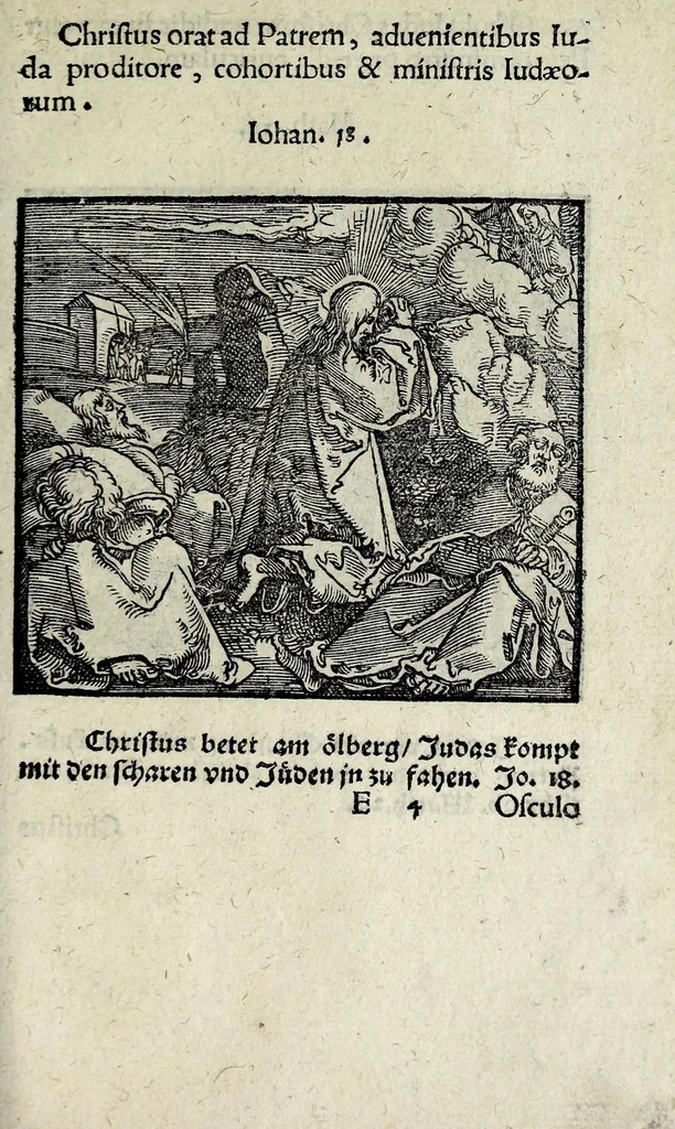 An illustration from Icones catecheseos et virtvtvm ac uitiorum illustratae numeris Iohannis Hofferi cobergensis : item. Historia passionis domini nostri Iesu Christi effigiata, 1558, leaf 79