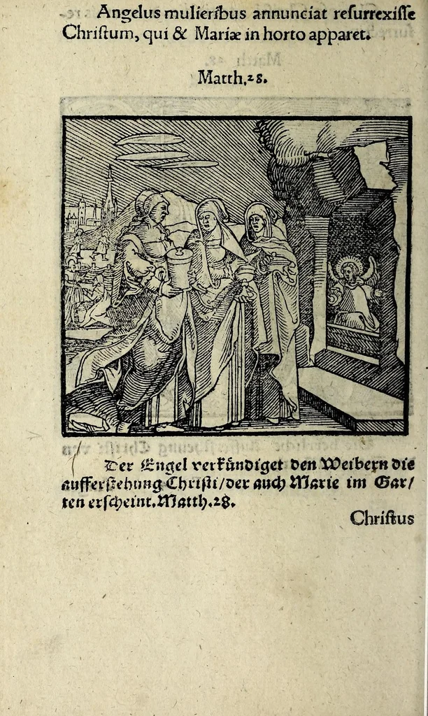 An illustration from Icones catecheseos et virtvtvm ac uitiorum illustratae numeris Iohannis Hofferi cobergensis : item. Historia passionis domini nostri Iesu Christi effigiata, 1558, leaf 96