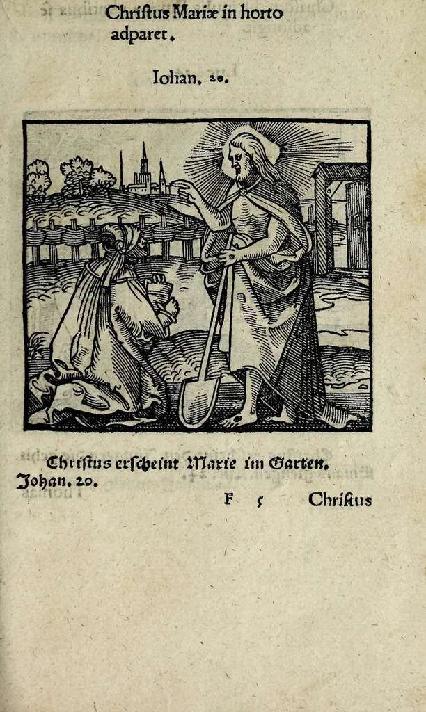 An illustration from Icones catecheseos et virtvtvm ac uitiorum illustratae numeris Iohannis Hofferi cobergensis : item. Historia passionis domini nostri Iesu Christi effigiata, 1558, leaf 97