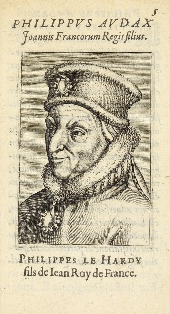 An illustration from Icones et epitaphia qvatvor postremorvm ducum Burgundiae ex augustissima Valesiorum familia = Les povrtraits des qvatre derniers Ducs de Bourgongne, de la royale maison de Valois, 1587, leaf 19