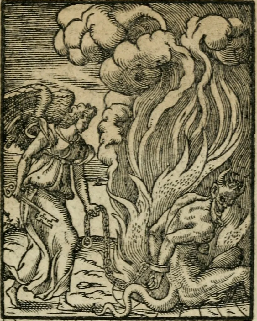 An illustration from Icones historicae Novi Testamenti, carminibus latinis et gallicis illustratae, in quibus exponitur historia in singulis exhibita figuris = Figures historiques du Nouveau Testament, accompagnées de quadrains en latin et en françois, qui exposent l'histoire representée en chaque figure, 1681, leaf 106