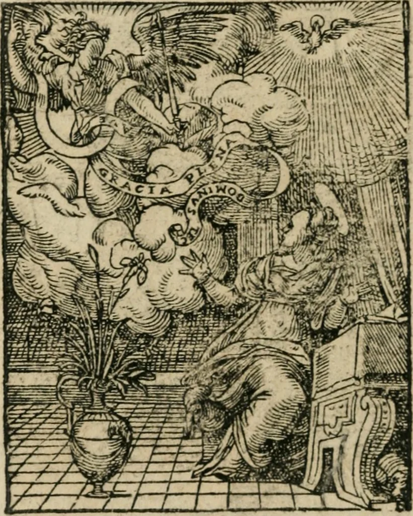 An illustration from Icones historicae Novi Testamenti, carminibus latinis et gallicis illustratae, in quibus exponitur historia in singulis exhibita figuris = Figures historiques du Nouveau Testament, accompagnées de quadrains en latin et en françois, qui exposent l'histoire representée en chaque figure, 1681, leaf 13