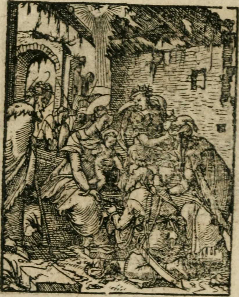 An illustration from Icones historicae Novi Testamenti, carminibus latinis et gallicis illustratae, in quibus exponitur historia in singulis exhibita figuris = Figures historiques du Nouveau Testament, accompagnées de quadrains en latin et en françois, qui exposent l'histoire representée en chaque figure, 1681, leaf 17