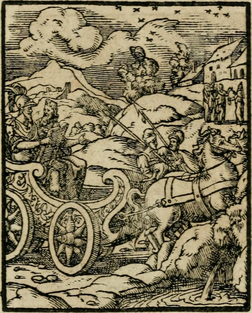 An illustration from Icones historicae Novi Testamenti, carminibus latinis et gallicis illustratae, in quibus exponitur historia in singulis exhibita figuris = Figures historiques du Nouveau Testament, accompagnées de quadrains en latin et en françois, qui exposent l'histoire representée en chaque figure, 1681, leaf 70