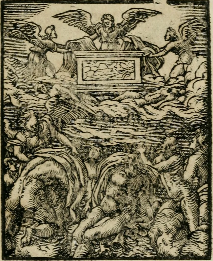 An illustration from Icones historicae Novi Testamenti, carminibus latinis et gallicis illustratae, in quibus exponitur historia in singulis exhibita figuris = Figures historiques du Nouveau Testament, accompagnées de quadrains en latin et en françois, qui exposent l'histoire representée en chaque figure, 1681, leaf 86