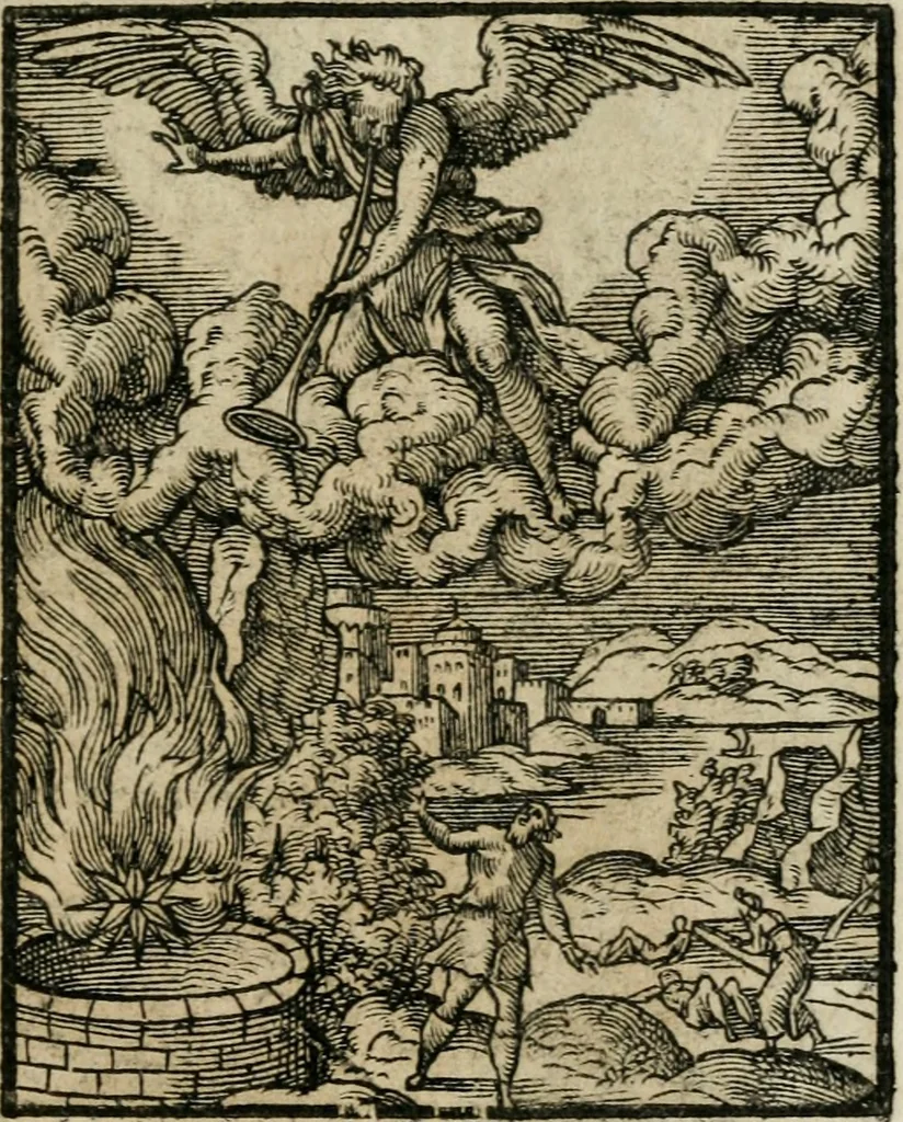 An illustration from Icones historicae Novi Testamenti, carminibus latinis et gallicis illustratae, in quibus exponitur historia in singulis exhibita figuris = Figures historiques du Nouveau Testament, accompagnées de quadrains en latin et en françois, qui exposent l'histoire representée en chaque figure, 1681, leaf 92