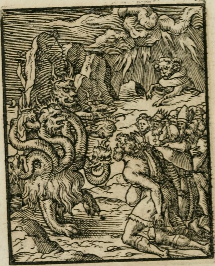 An illustration from Icones historicae Novi Testamenti, carminibus latinis et gallicis illustratae, in quibus exponitur historia in singulis exhibita figuris = Figures historiques du Nouveau Testament, accompagnées de quadrains en latin et en françois, qui exposent l'histoire representée en chaque figure, 1681, leaf 99