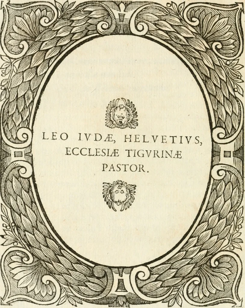 An illustration from Icones, id est, Verae imagines virorvm doctrina simvl et pietate illvstrivm, qvorvm praecipuè ministerio partim bonarum literarum studia sunt restituta, partim vera religio in variis orbis christiani regionibus, nostra patrúmque memoria fuit instaurata: additis eorundem vitae & operae descriptionibus, quibus adiectae sunt nonnullae picturae quas emblemata vocant, 1580, leaf 121