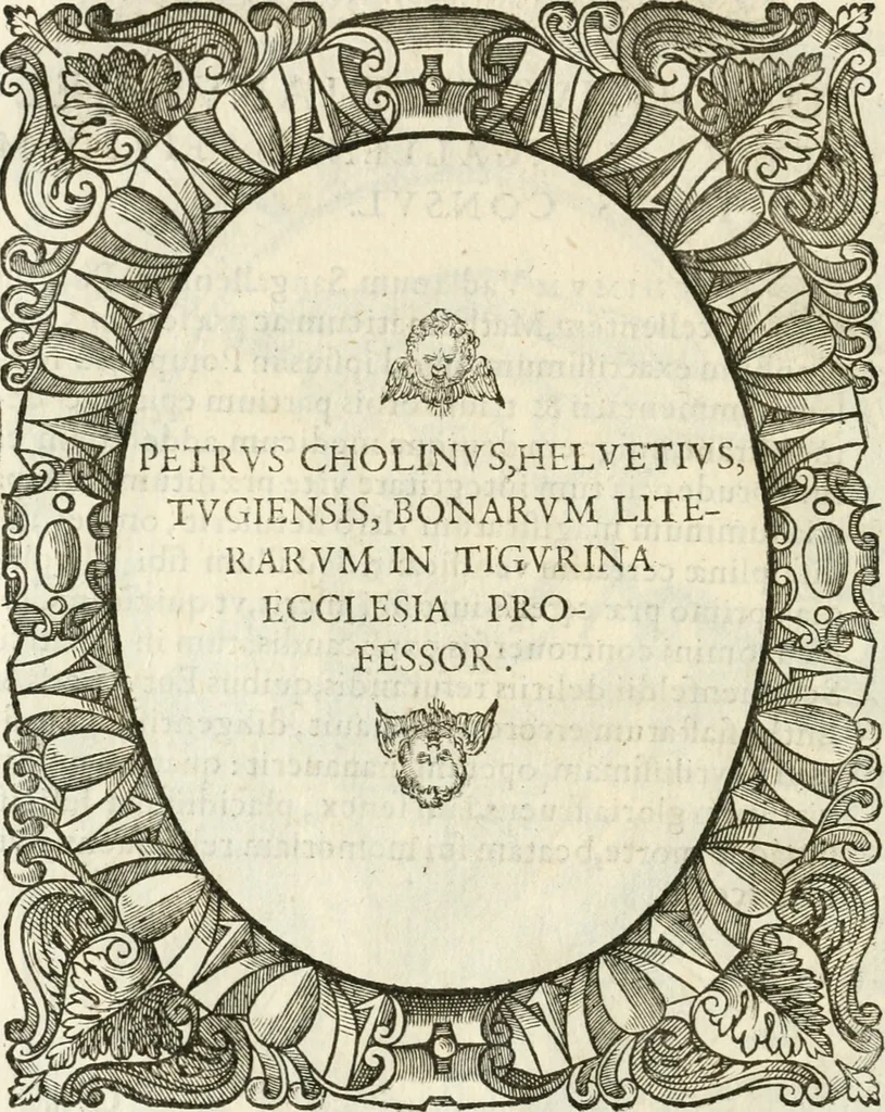An illustration from Icones, id est, Verae imagines virorvm doctrina simvl et pietate illvstrivm, qvorvm praecipuè ministerio partim bonarum literarum studia sunt restituta, partim vera religio in variis orbis christiani regionibus, nostra patrúmque memoria fuit instaurata: additis eorundem vitae & operae descriptionibus, quibus adiectae sunt nonnullae picturae quas emblemata vocant, 1580, leaf 139
