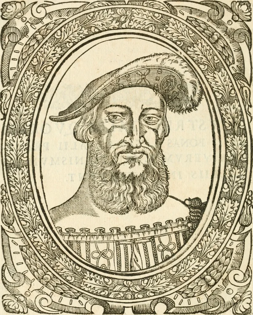 An illustration from Icones, id est, Verae imagines virorvm doctrina simvl et pietate illvstrivm, qvorvm praecipuè ministerio partim bonarum literarum studia sunt restituta, partim vera religio in variis orbis christiani regionibus, nostra patrúmque memoria fuit instaurata: additis eorundem vitae & operae descriptionibus, quibus adiectae sunt nonnullae picturae quas emblemata vocant, 1580, leaf 161